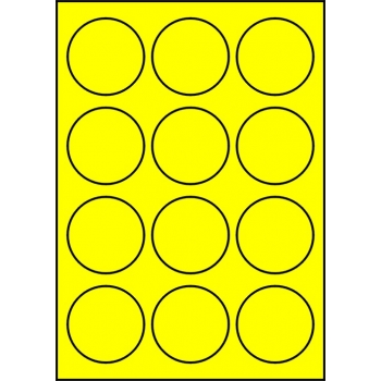 Etykiety A4 kolorowe Fi60 – żółte
